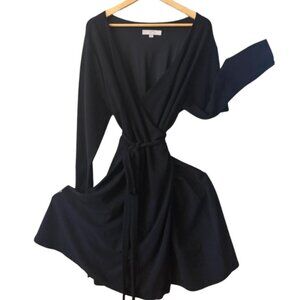 LOFT Wrap Dress Elegant Black Long Sleeve Dress